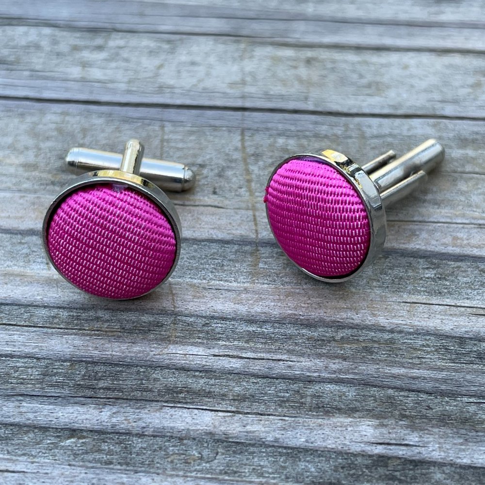 Men Cuff links Pink Silver Tone Jewelry Dress Shirt Fashion Cuff Links Stud New - Picture 7 of 8